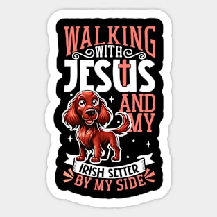 Jesus and dog - Irish Setter Sticker